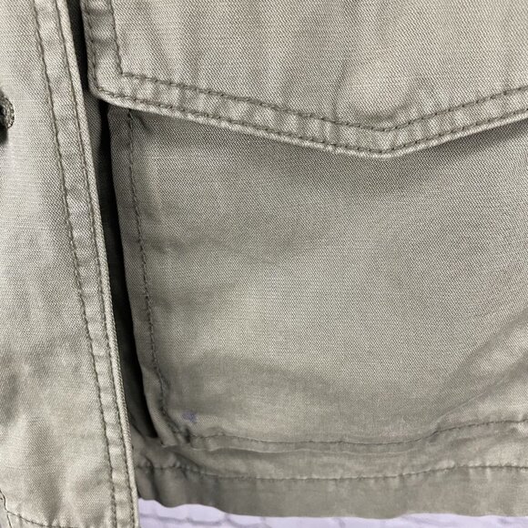 Madewell Green Cotton Button Up Army Jacket Collar Snap Pockets Size Small S - Picture 7 of 16